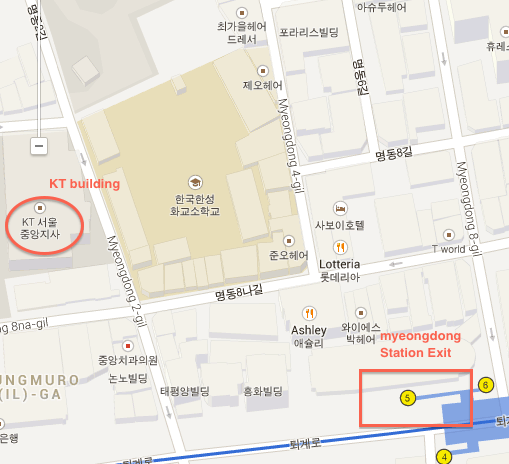 Map to Myeongdong EG store
